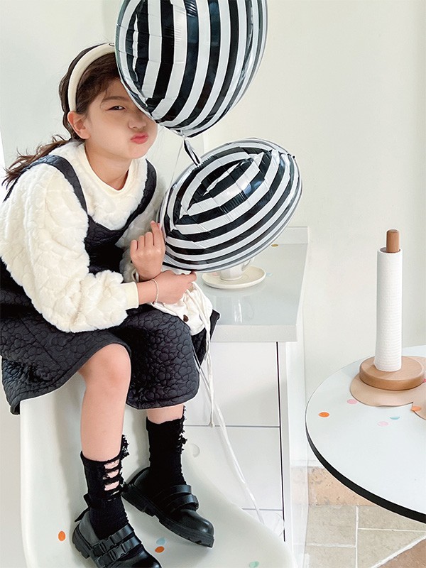 拾恩初＆番薯片童装2022秋冬季黑色吊带裙