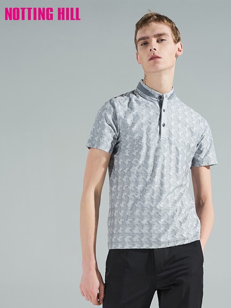诺丁山男装2022春夏季灰色polo衫