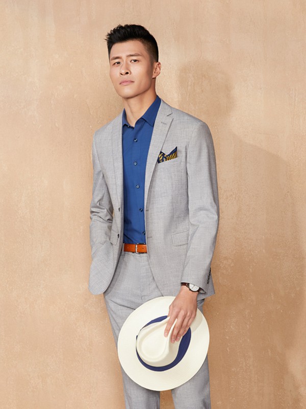 虎豹男装2022秋冬季灰色西装