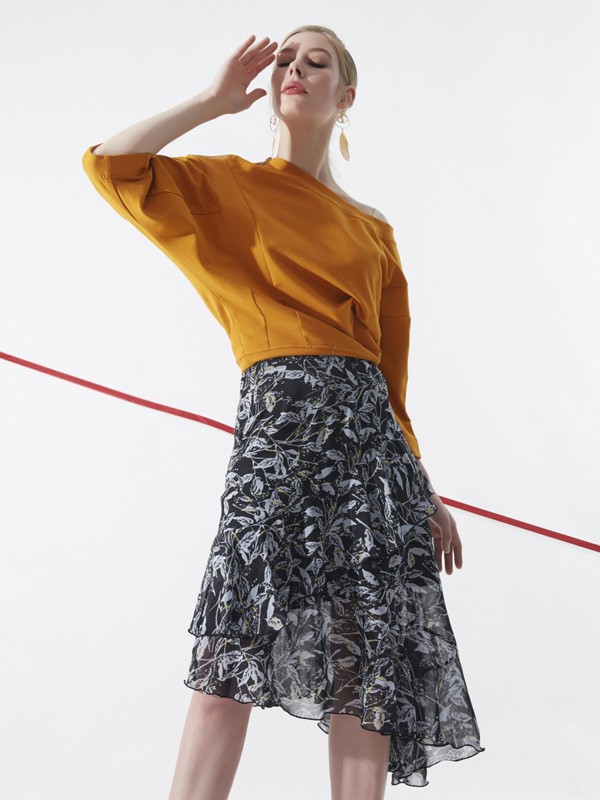 领姿2022秋冬季黑色半身裙