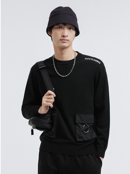 GXG男装2022秋冬季黑色T恤