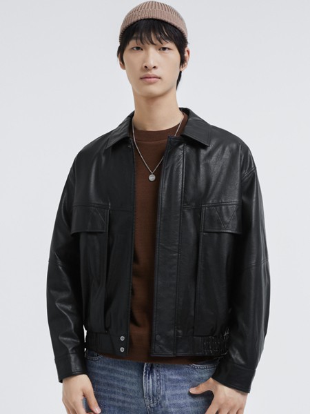 GXG男装2022秋冬季黑色皮衣