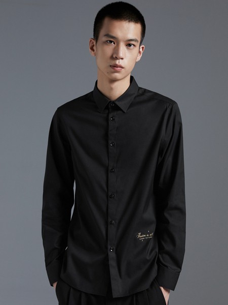 GXG男装2022秋冬季黑色衬衫