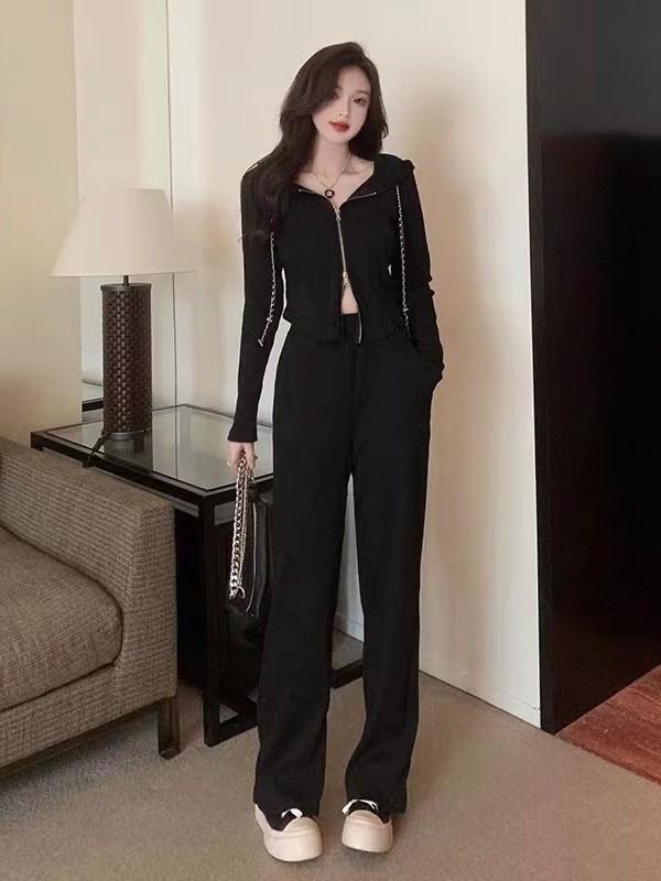 俏米图女装2022秋冬季黑色长裤