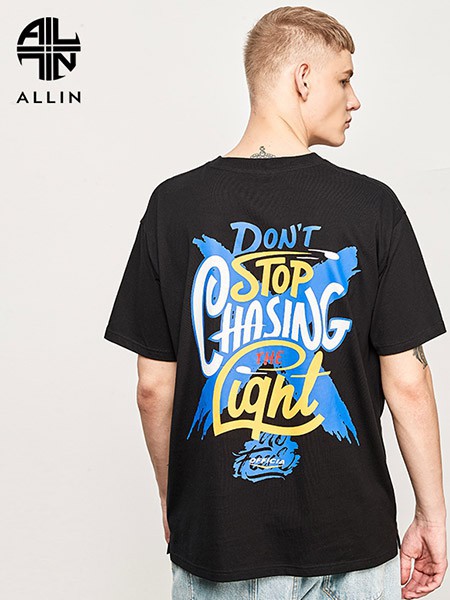 allin男装2022秋冬季黑色T恤