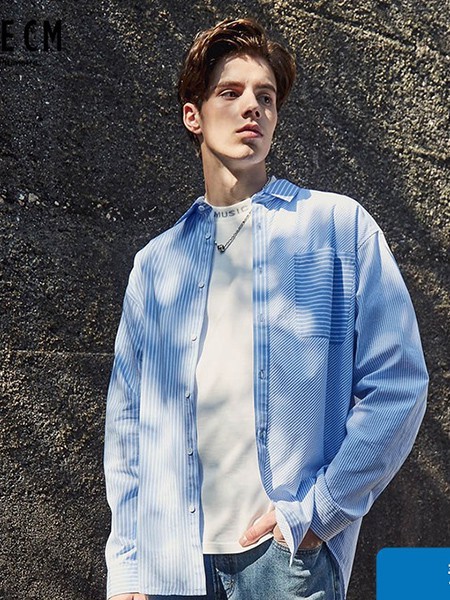 5cm男装2022秋冬季蓝色衬衫