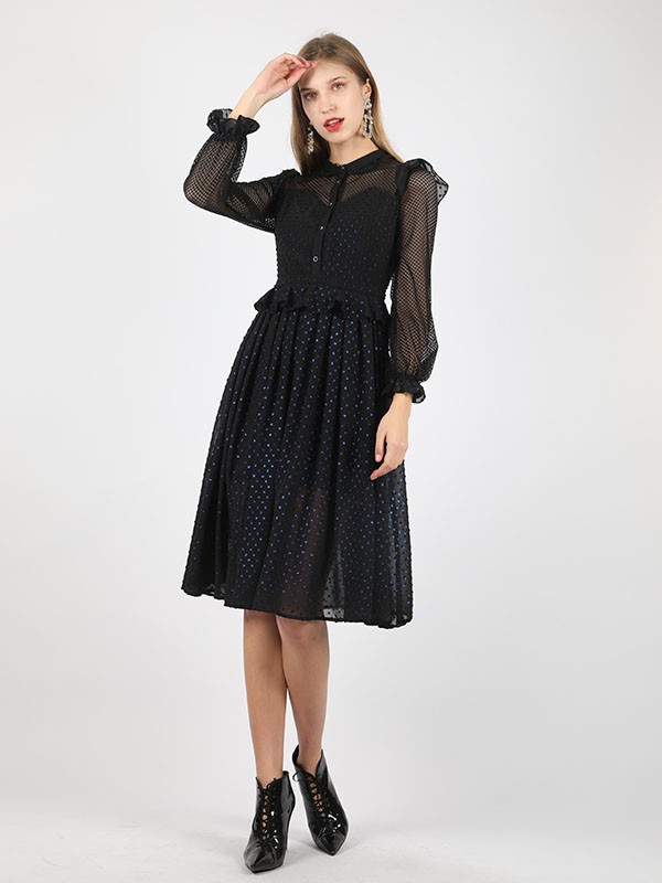 莎斯莱思女装2022秋冬季黑色连衣裙