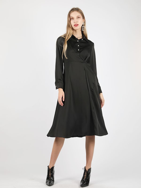 莎斯莱思女装2022秋冬季黑色连衣裙