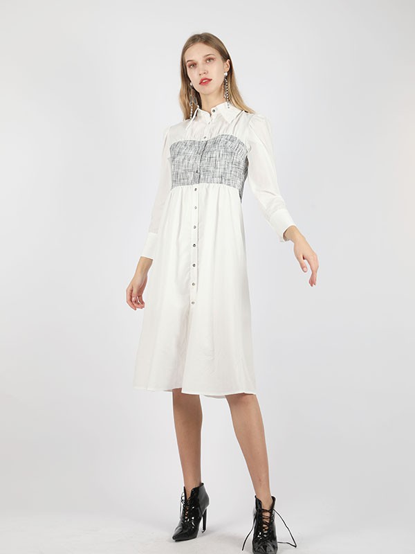 莎斯莱思女装2022秋冬季白色连衣裙