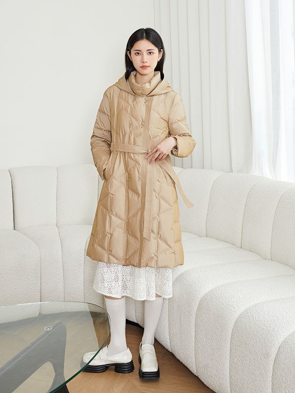 曼秀缤纷女装2022秋冬季卡其色棉服