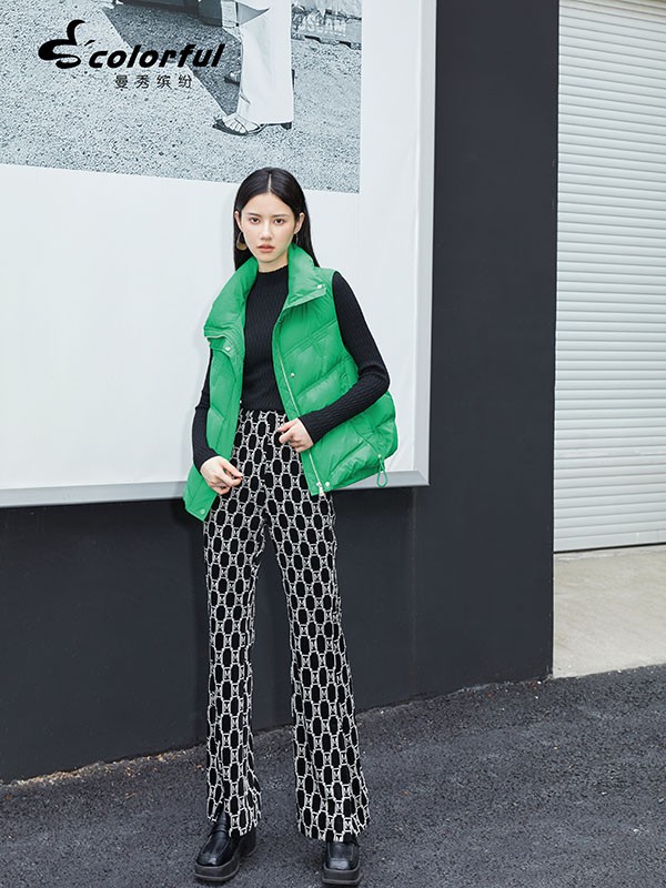 曼秀缤纷女装2022秋冬季黑色阔腿裤