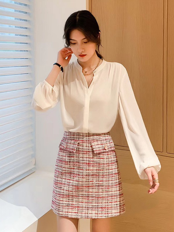 茜可可女装2022秋冬季粉色短裙