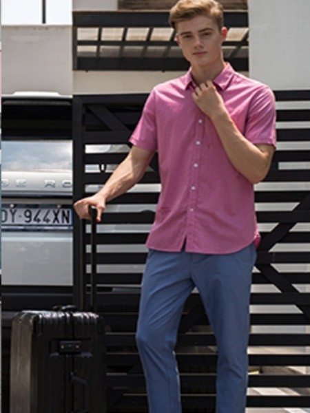 沙斐洛safnew男装2022春夏季粉色衬衫