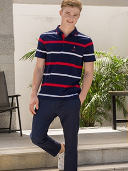 沙斐洛safnew男装2022春夏季藏蓝色polo衫