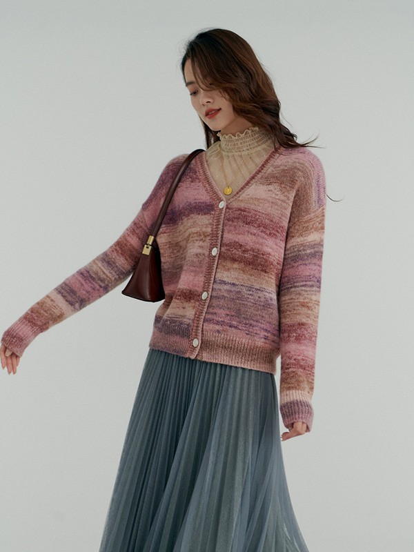 初棉2022秋冬季蓝色百褶裙