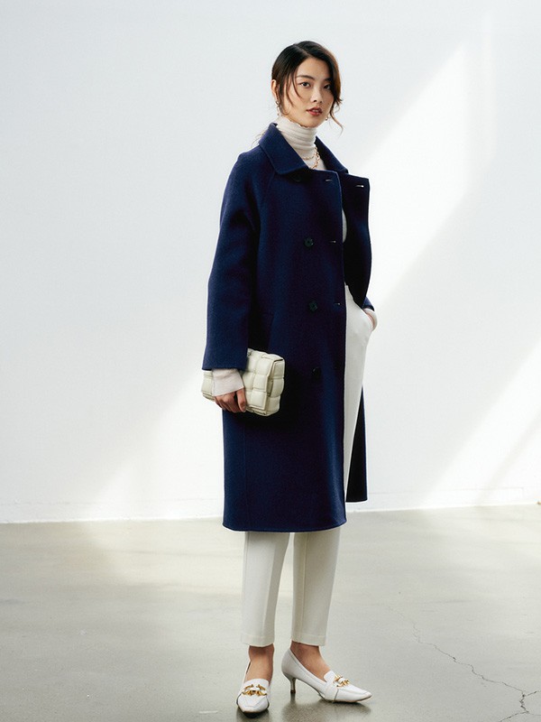 初棉女装2022秋冬季黑色大衣