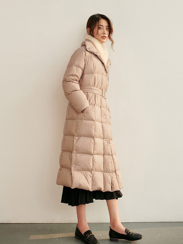 初棉女装2022秋冬季米色棉服