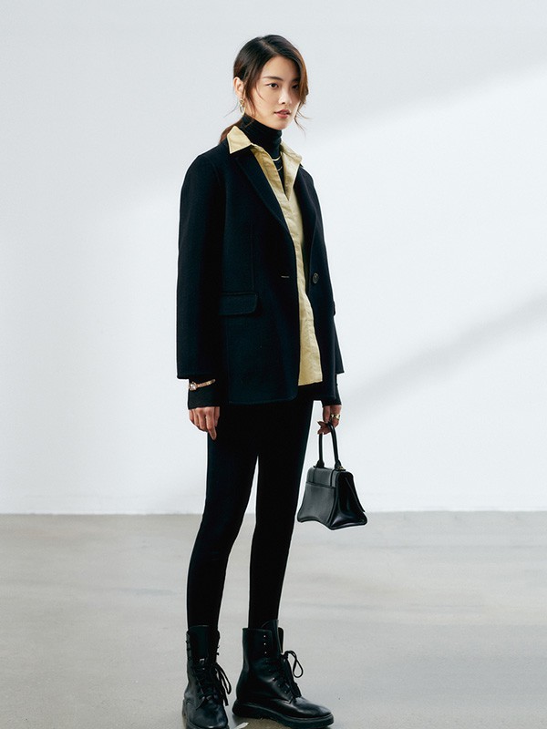 初棉女装2022秋冬季黑色长裤