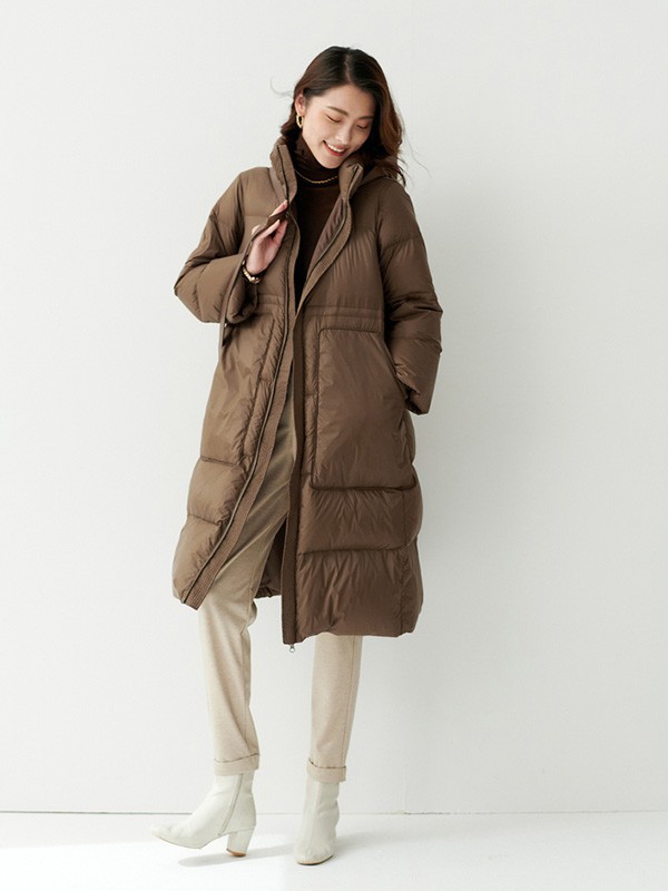 初棉女装2022秋冬季咖啡色棉服