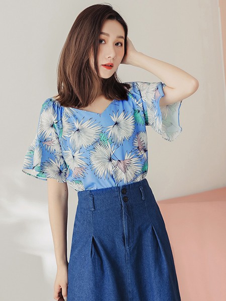 桔熊2022秋冬季蓝色T恤