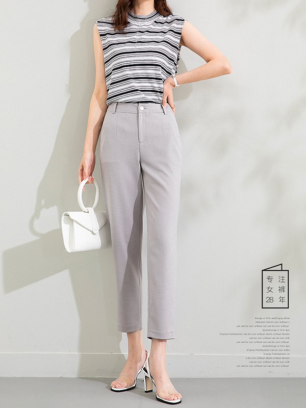 戈洛瑞丝女装2022秋冬季灰色长裤