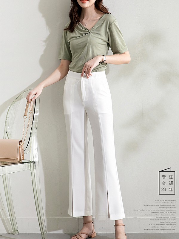 戈洛瑞丝女装2022秋冬季白色喇叭裤