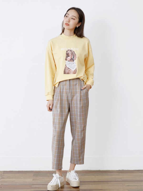 白茶女装2022秋冬季黄色T恤