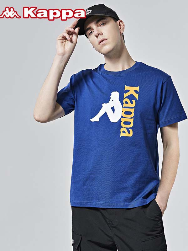 背靠背运动装2022春夏季蓝色T恤