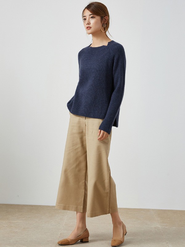 春竹女装2022秋冬季卡其色阔腿裤