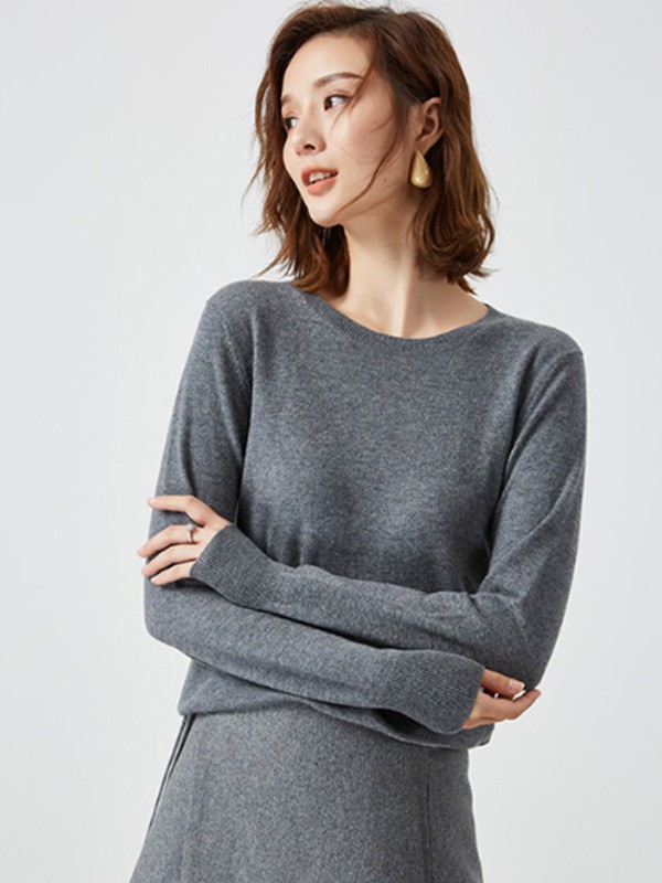 春竹女装2022秋冬季灰色T恤