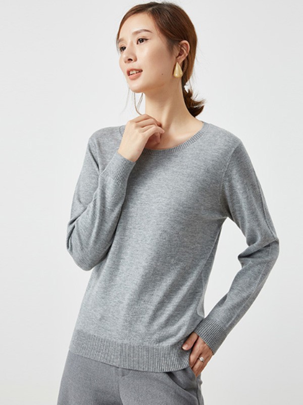 春竹女装2022秋冬季灰色T恤