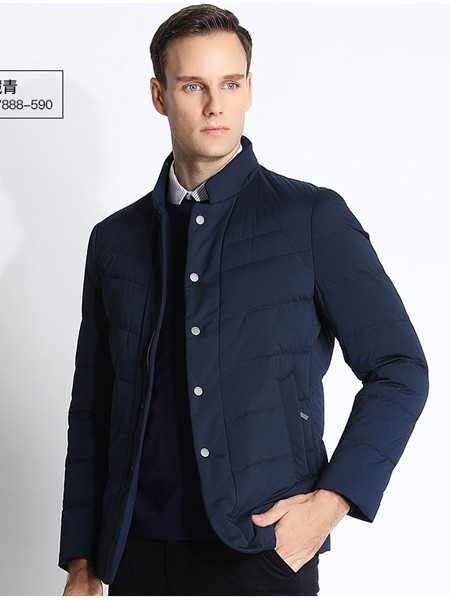 杰凡尼男装2022秋冬季藏蓝色棉服