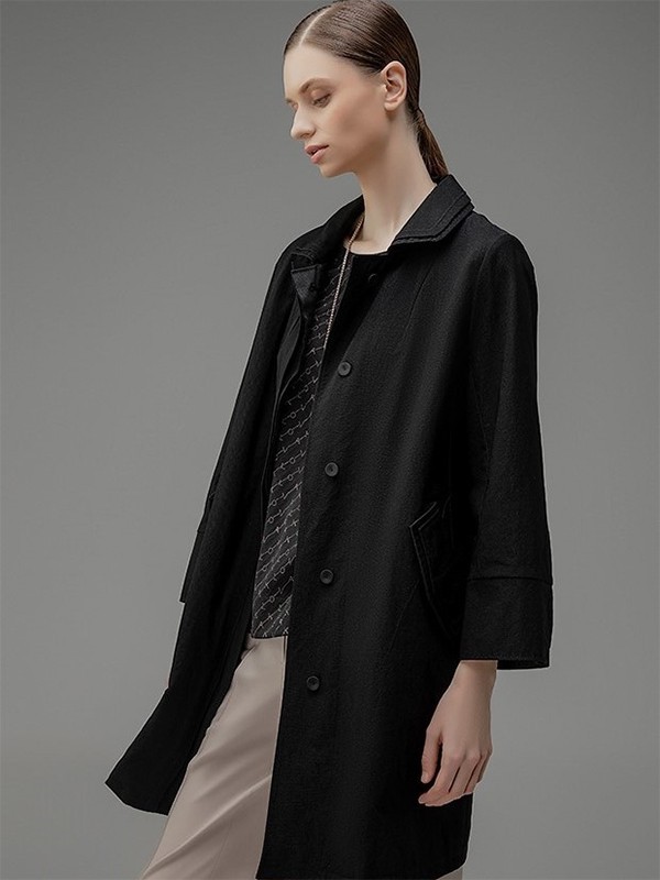 柯罗芭/KLOVA女装2022秋冬季黑色大衣