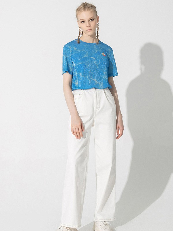 玛丝菲尔素2022春夏季蓝色T恤