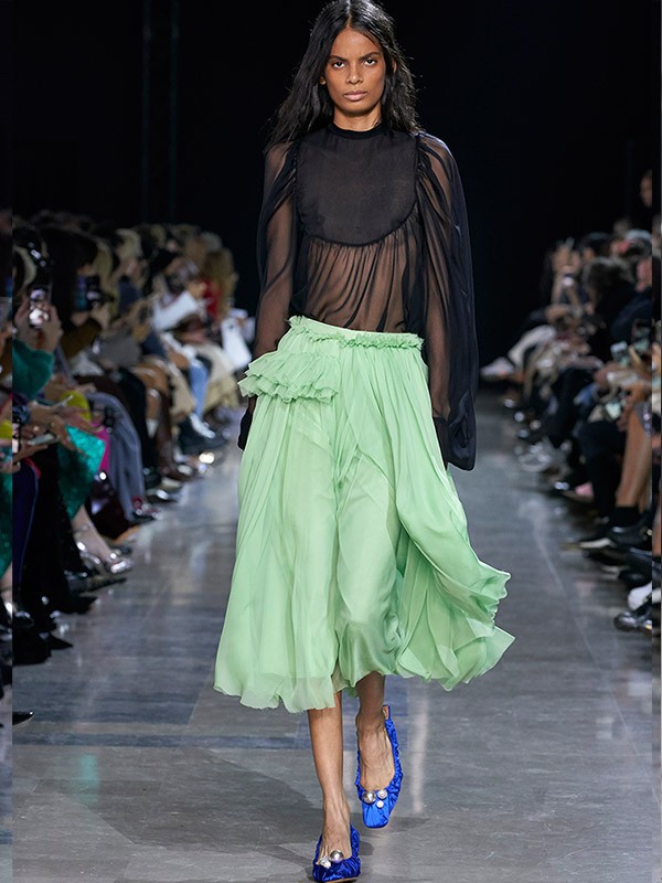 Rochas女装2022秋冬季绿色长裙