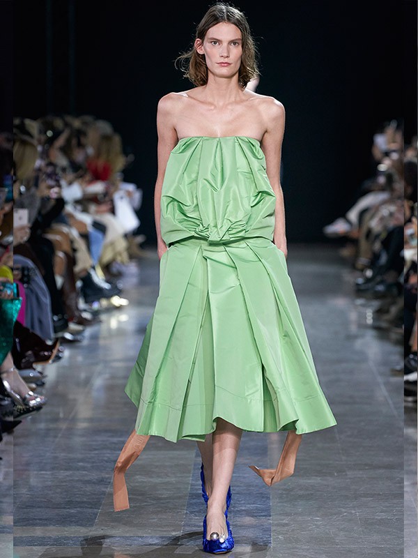 Rochas女装2022秋冬季绿色连衣裙