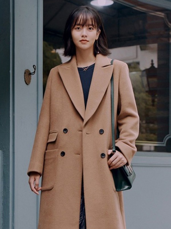 猫姐女装2022秋冬季卡其色大衣