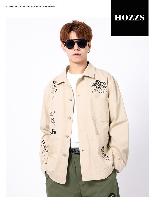 汉哲思男装2022秋冬季卡其色衬衫