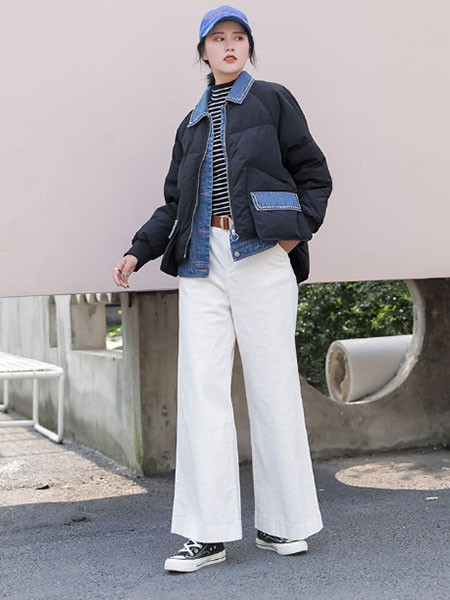 艾尚雪羽绒服2022秋冬季白色阔腿裤