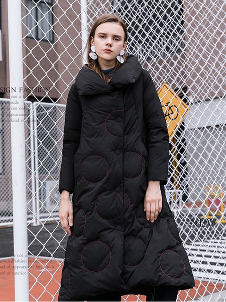 艾尚雪羽绒服2022秋冬季黑色棉服