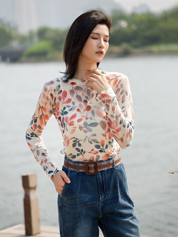 阿菁娜女装2022秋冬季白色T恤