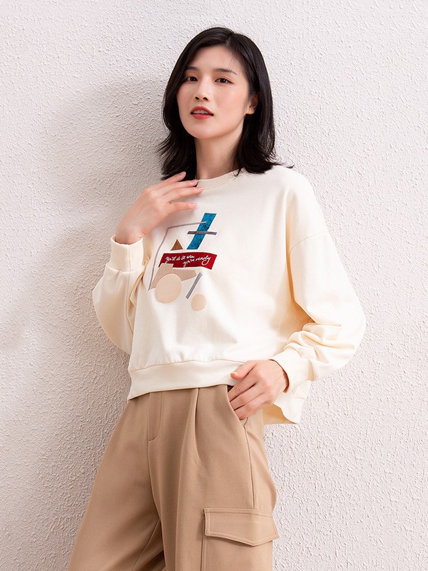 阿菁娜女装2022秋冬季白色T恤