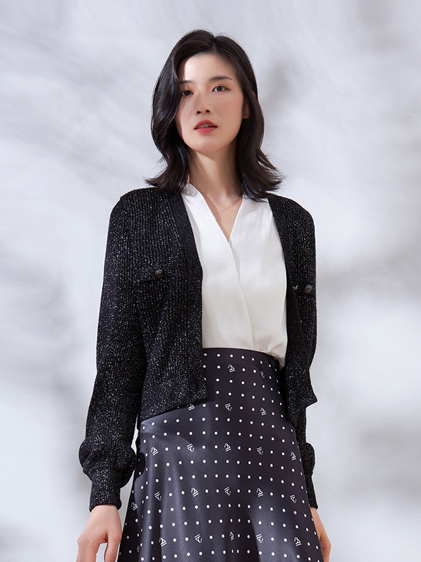 阿菁娜女装2022秋冬季白色衬衫