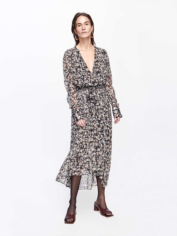 Edition10女装2022秋冬季灰色连衣裙