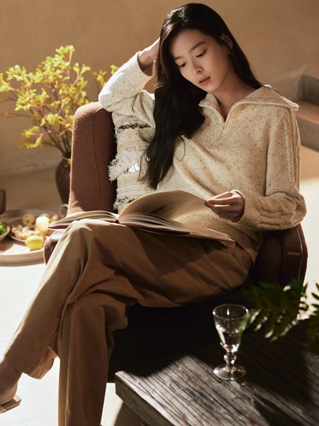 茵曼女装2022秋冬季驼色阔腿裤
