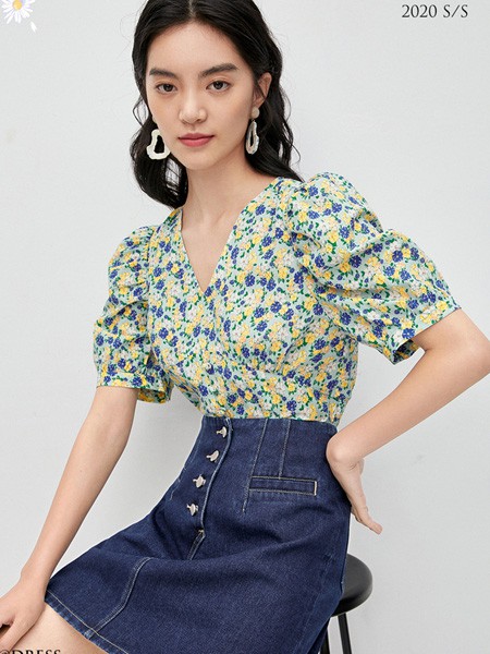 伊芙丽2022春夏季藏蓝色半身裙