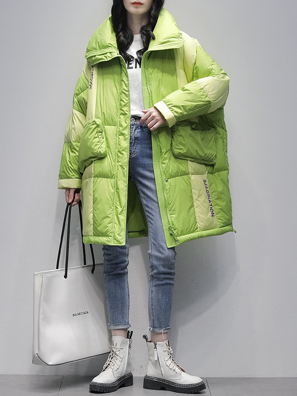 久拉拉女装2022秋冬季绿色棉服