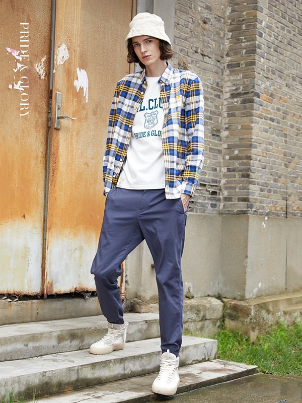 plory男装2022秋冬季白色T恤