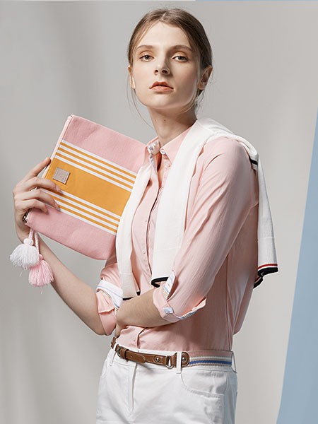 哈吉斯休闲装2022秋冬季粉色衬衫