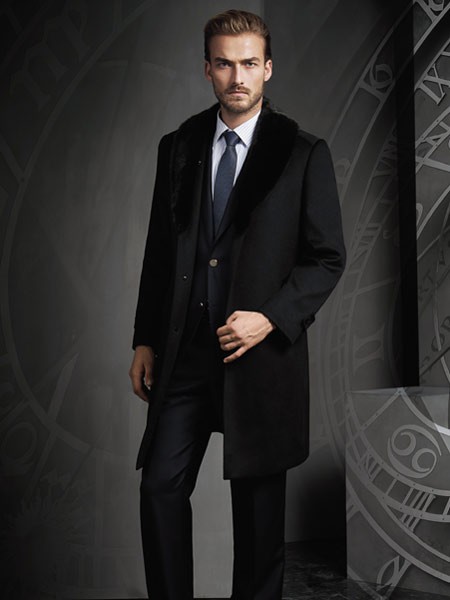 罗茜奥男装2022秋冬季黑色大衣